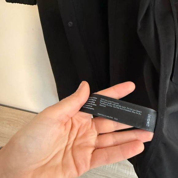 Eileen Fisher Recycled Polyester black Hooded zip Coat women’s Sz L rain jacket - Picture 5 of 9